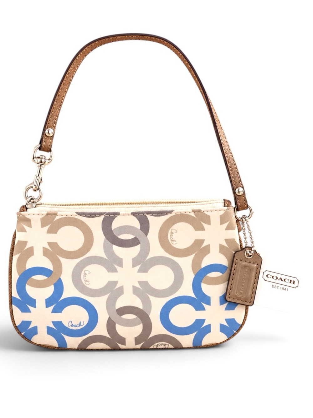 Coach Vintage Y2K Op Art Signature Wristlet Blue Gray Beige NWT - Picture 3 of 14